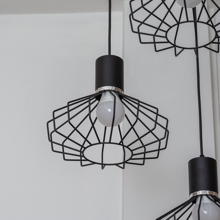 Полилей на кабел SOLANO 3xE27/15W/230V черен/лъскав хром