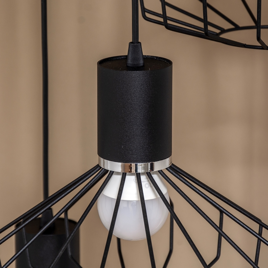 Полилей на кабел SOLANO 3xE27/15W/230V черен/лъскав хром