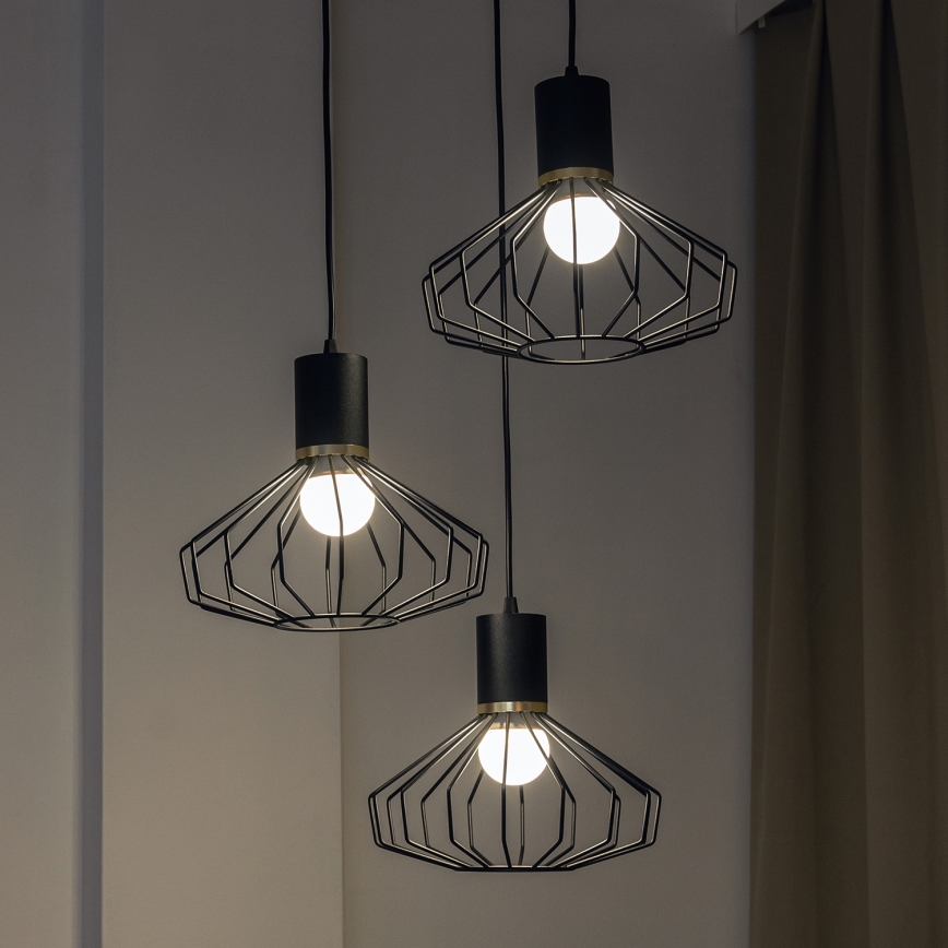 Полилей на кабел SOLANO 3xE27/15W/230V черен/златист