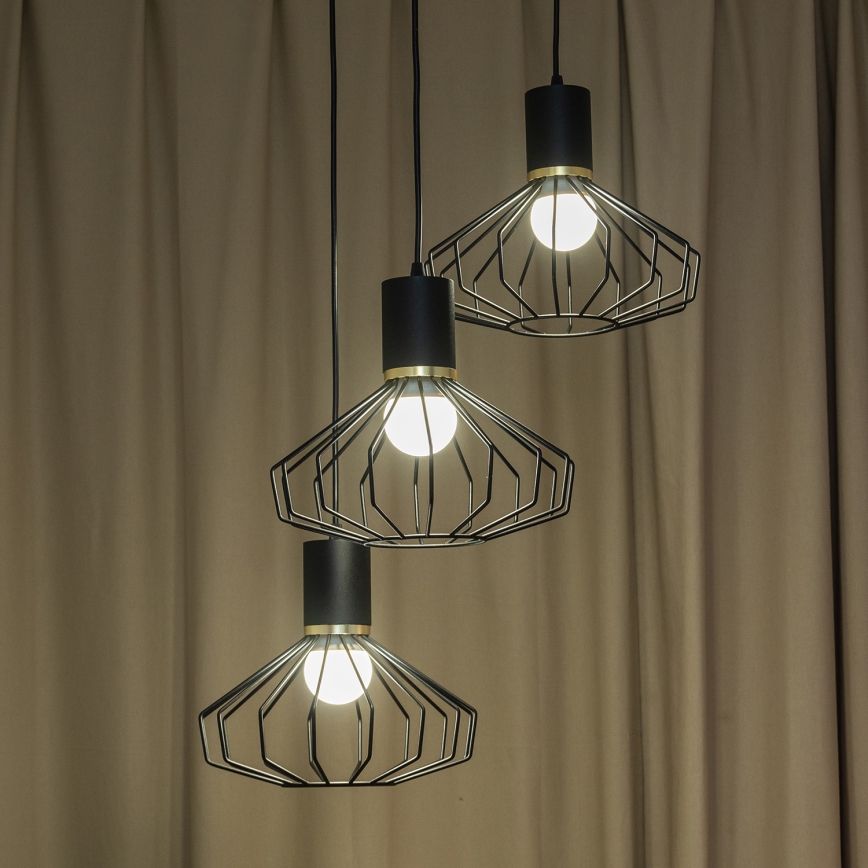 Полилей на кабел SOLANO 3xE27/15W/230V черен/златист