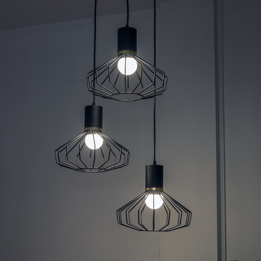 Полилей на кабел SOLANO 3xE27/15W/230V черен/златист