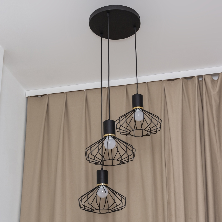 Полилей на кабел SOLANO 3xE27/15W/230V черен/златист