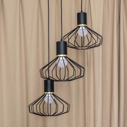 Полилей на кабел SOLANO 3xE27/15W/230V черен/златист