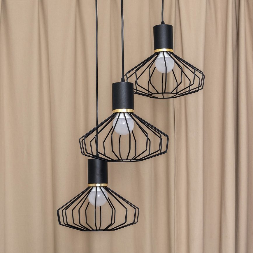 Полилей на кабел SOLANO 3xE27/15W/230V черен/златист