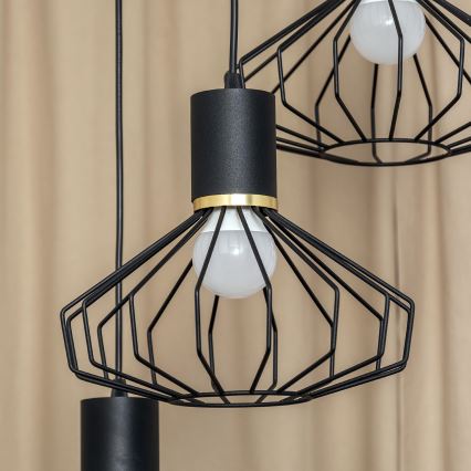 Полилей на кабел SOLANO 3xE27/15W/230V черен/златист