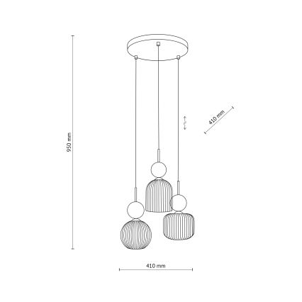 Полилей на кабел SOPHIA 3xE14/10W/230V черен/зелен/опушено бежово
