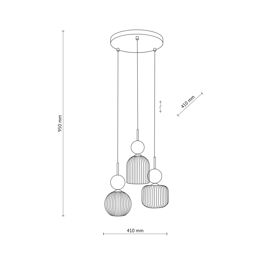 Полилей на кабел SOPHIA 3xE14/10W/230V черен/зелен/опушено бежово