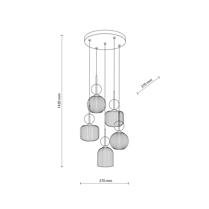 Полилей на кабел SOPHIA 5xE14/10W/230V черен/димно бежов