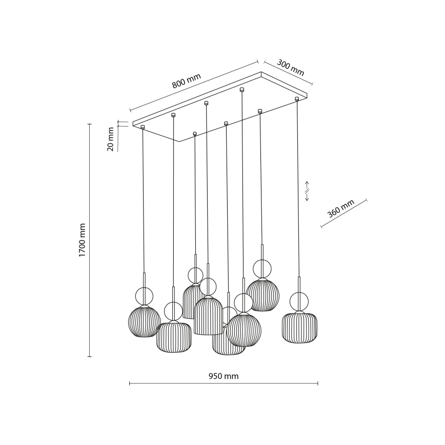 Полилей на кабел SOPHIA 8xE14/10W/230V черен/опушен бежов
