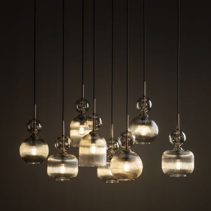 Полилей на кабел SOPHIA 8xE14/10W/230V черен/опушен бежов