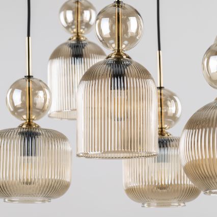 Полилей на кабел SOPHIA 8xE14/10W/230V черен/опушен бежов