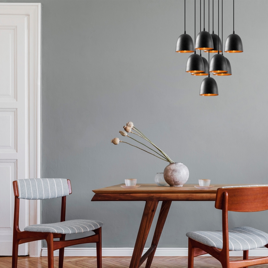 Полилей на кабел TATTOO 9xE27/40W/230V черен