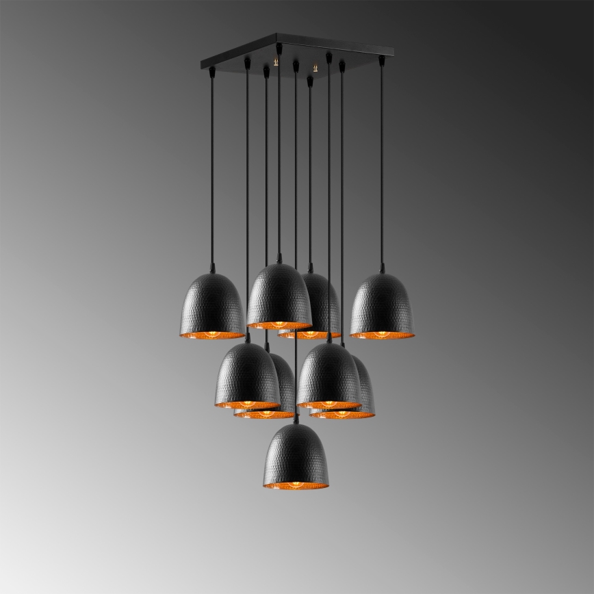 Полилей на кабел TATTOO 9xE27/40W/230V черен