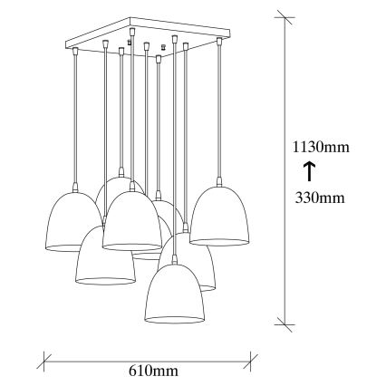 Полилей на кабел TATTOO 9xE27/40W/230V черен