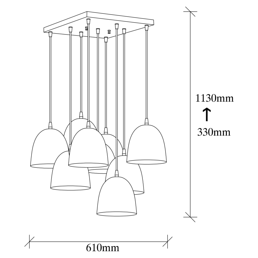 Полилей на кабел TATTOO 9xE27/40W/230V черен
