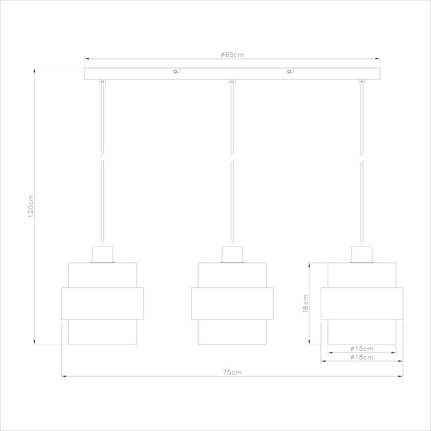 Полилей на кабел VALENTINO 3xE27/15W/230V бежов/прозрачен