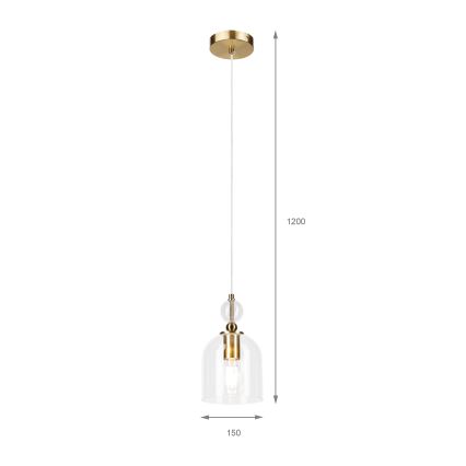 Полилей на кабел VELARE 1xE27/15W/230V златист/прозрачен