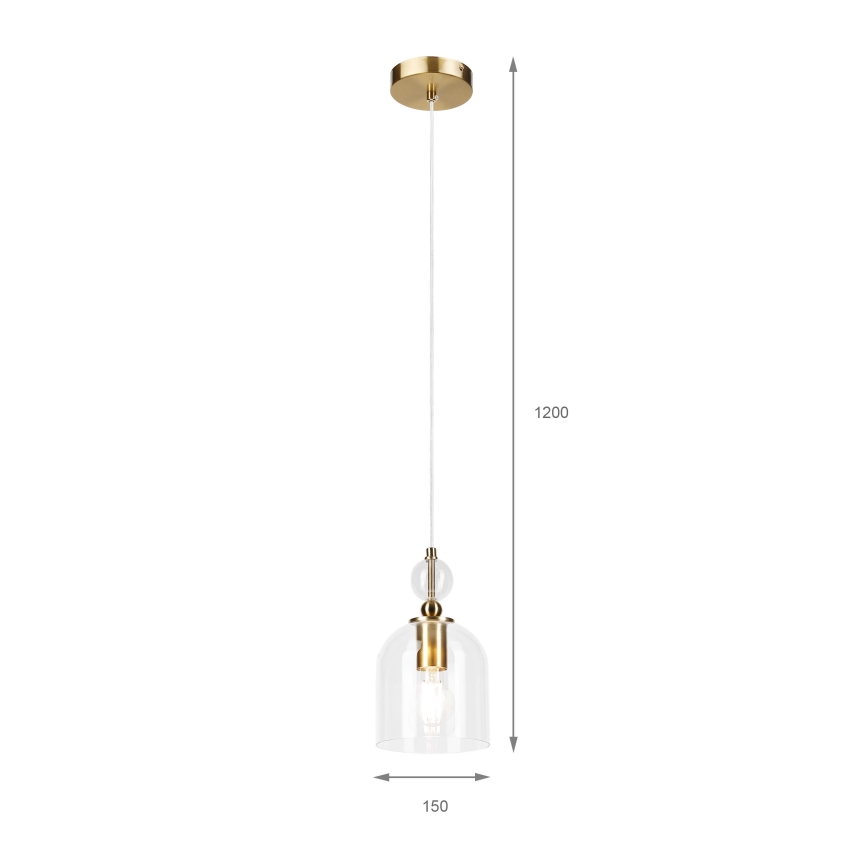 Полилей на кабел VELARE 1xE27/15W/230V златист/прозрачен