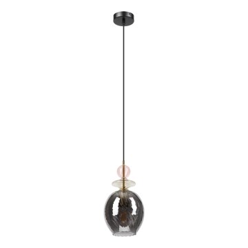 Полилей на кабел VELLO 1xE27/15W/230V черен/опушено розово/бежов/черен