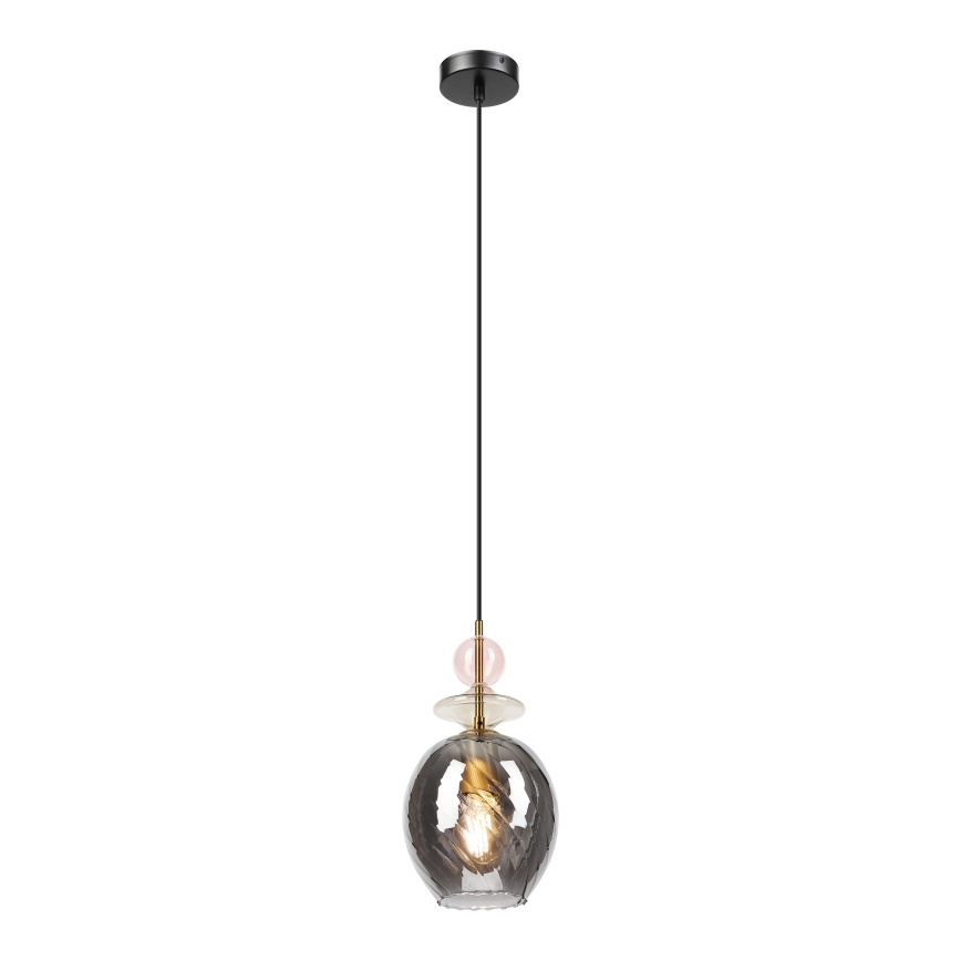 Полилей на кабел VELLO 1xE27/15W/230V черен/опушено розово/бежов/черен