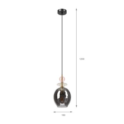 Полилей на кабел VELLO 1xE27/15W/230V черен/опушено розово/бежов/черен