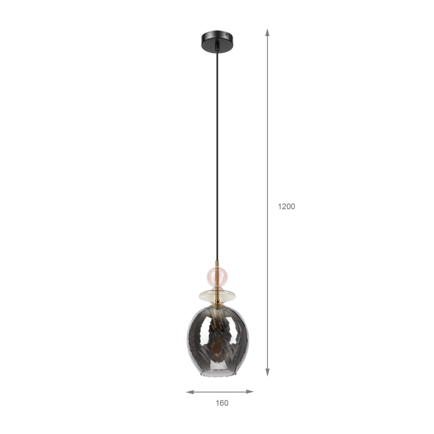 Полилей на кабел VELLO 1xE27/15W/230V черен/опушено розово/бежов/черен