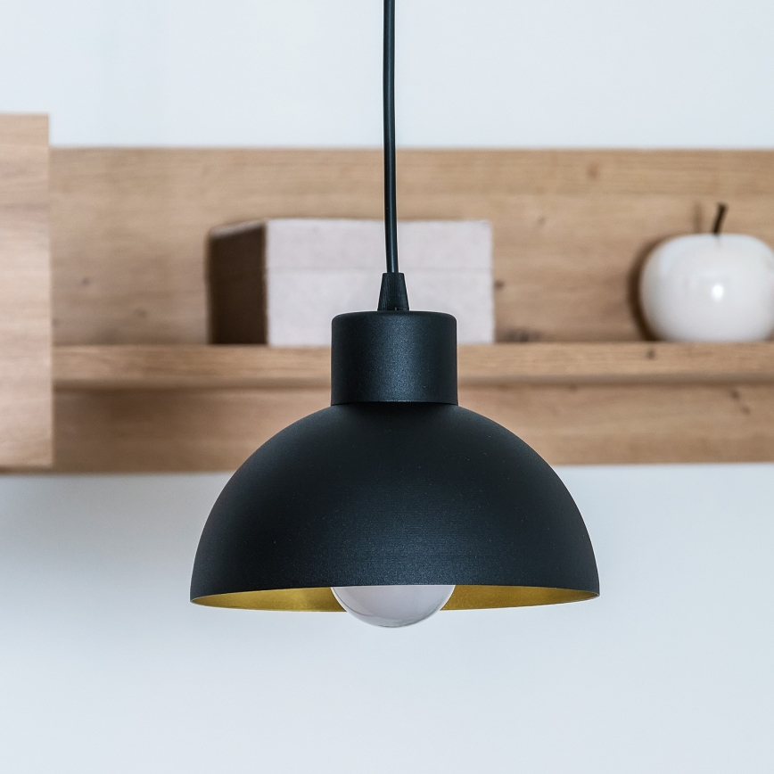 Полилей на кабел VESPER 1xE27/15W/230 Ø 18 см черно/златисто