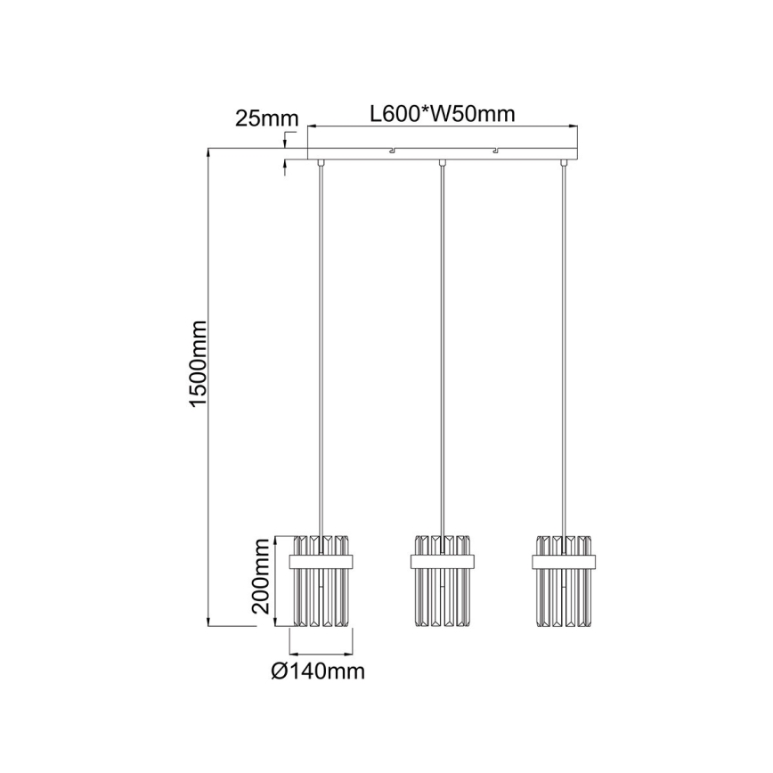 Полилей на кабел VETRO 3xE14/10W/230V златен