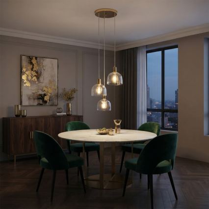 Полилей на кабел VIVE 3xE27/15W/230V златен