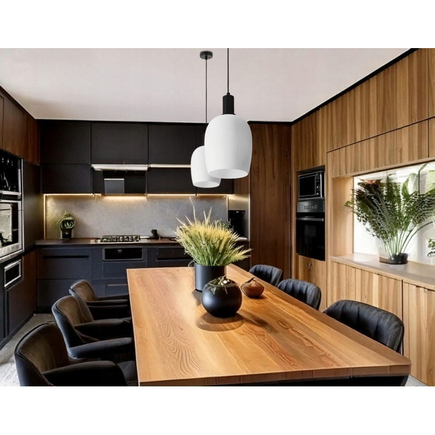 Полилей на кабел WOLKEN 1xE27/40W/230V бял/черен