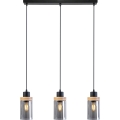 Полилей на кабел WOODNEST 3xE27/15W/230V бор/опушено черно