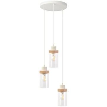 Полилей на кабел WOODNEST 3xE27/15W/230V бор/кремав