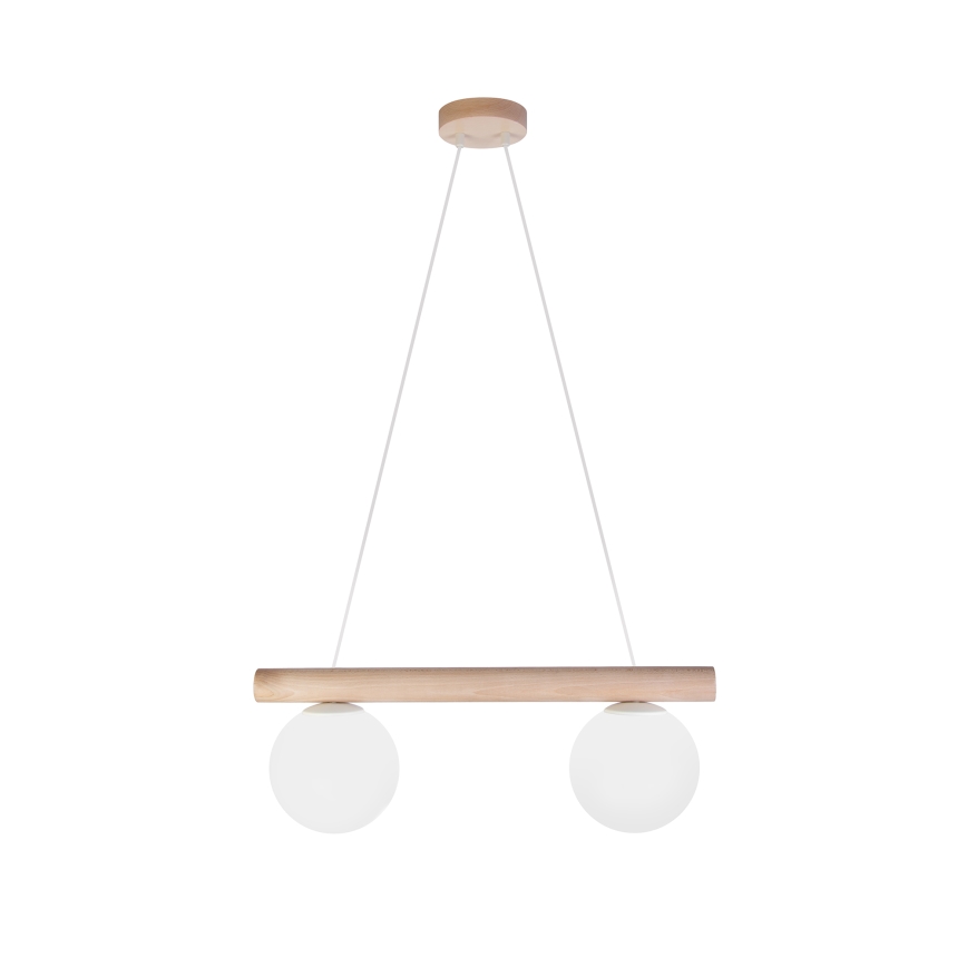 Полилей на кабел WOODSTOCK 2xE27/15W/230V дърво/кремав