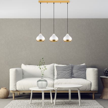Полилей на кабел YILDO 3xE27/40W/230V бял/златист