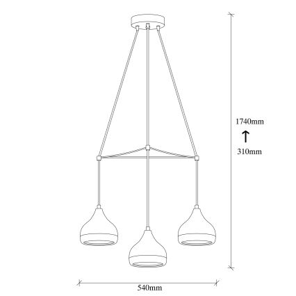 Полилей на кабел YILDO 3xE27/40W/230V черен/меден