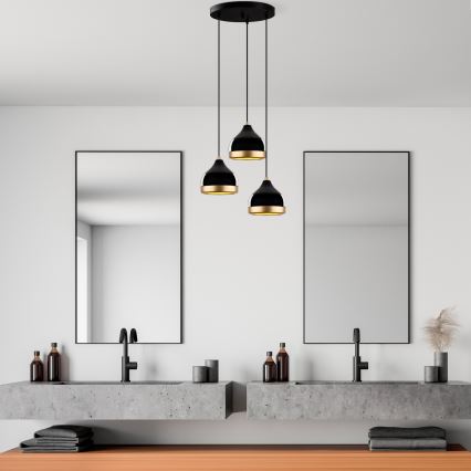 Полилей на кабел YILDO 3xE27/40W/230V черен/златен