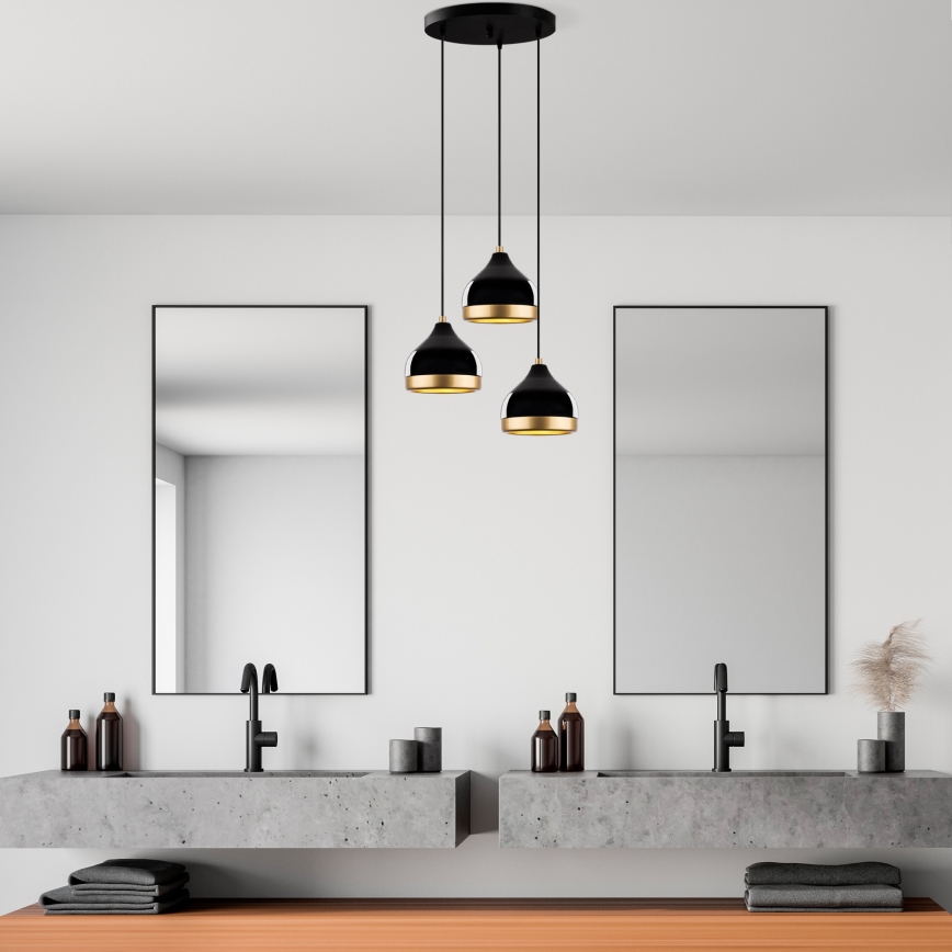 Полилей на кабел YILDO 3xE27/40W/230V черен/златен