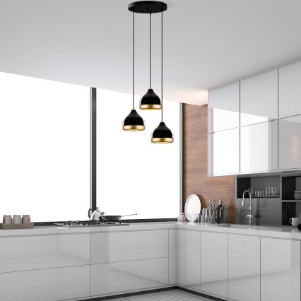 Полилей на кабел YILDO 3xE27/40W/230V черен/златен