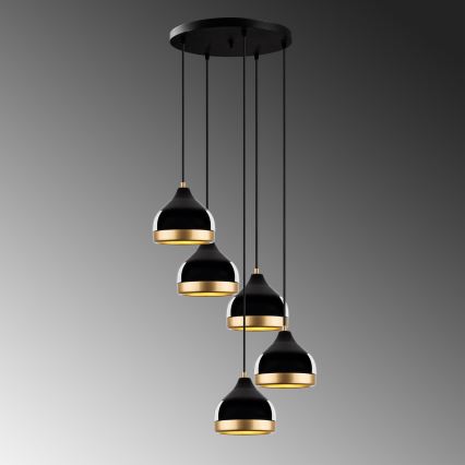 Полилей на кабел YILDO 5xE27/40W/230V черен/златист