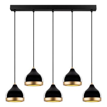 Полилей на кабел YILDO 5xE27/40W/230V черно/златисто