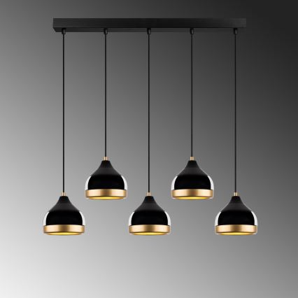 Полилей на кабел YILDO 5xE27/40W/230V черно/златисто