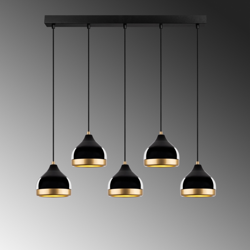 Полилей на кабел YILDO 5xE27/40W/230V черно/златисто