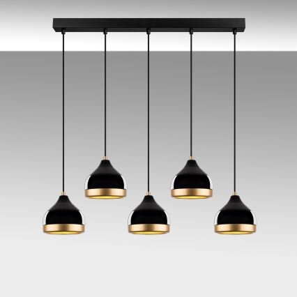 Полилей на кабел YILDO 5xE27/40W/230V черно/златисто