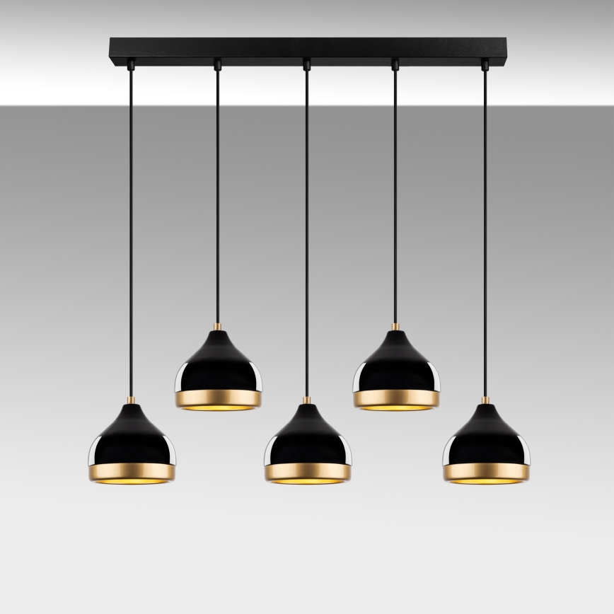 Полилей на кабел YILDO 5xE27/40W/230V черно/златисто