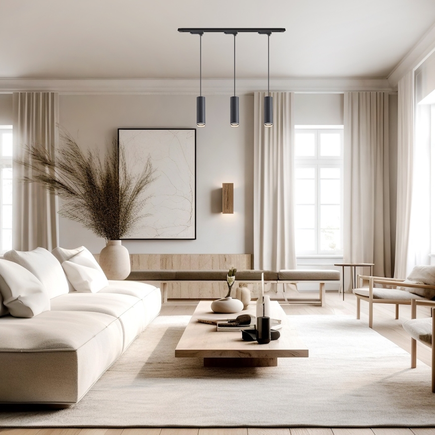 Полилей на кабел за релсова система PIPE 3xGU10/10W/230V черен