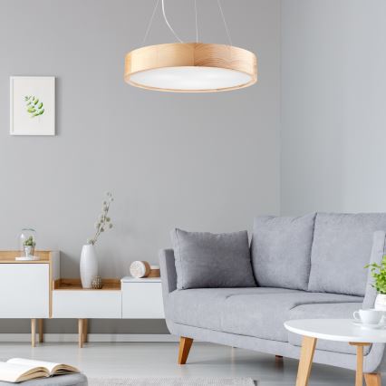Полилей на кабел NATURAL 3xE27/60W/230V ? 47 см борова дървесина