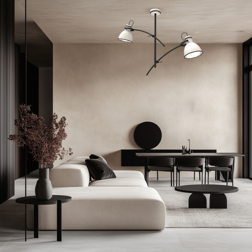 Полилей с прът ZUMBA 2xE27/60W/230V бял/черен