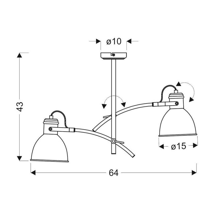 Полилей с прът ZUMBA 2xE27/60W/230V бял/черен