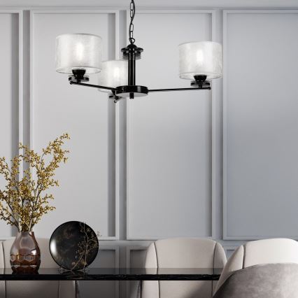Полилей с верига ROSA 3xE27/60W/230V черен/сив