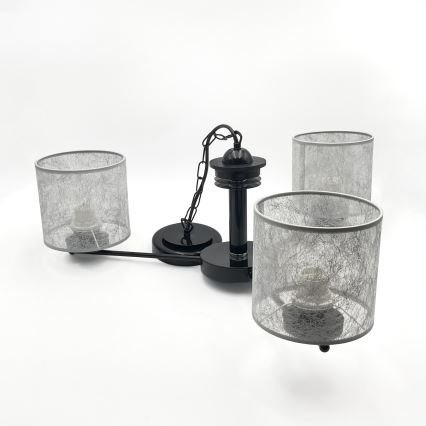 Полилей с верига ROSA 3xE27/60W/230V черен/сив